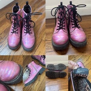 Steve Madden Pink Lace-Up Boots Size 3